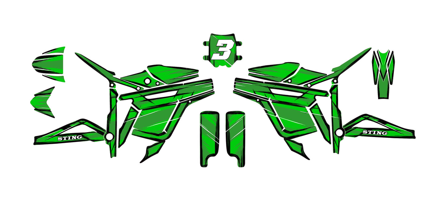 Talaria Sting Graphics Kit - Green Cartoon Style