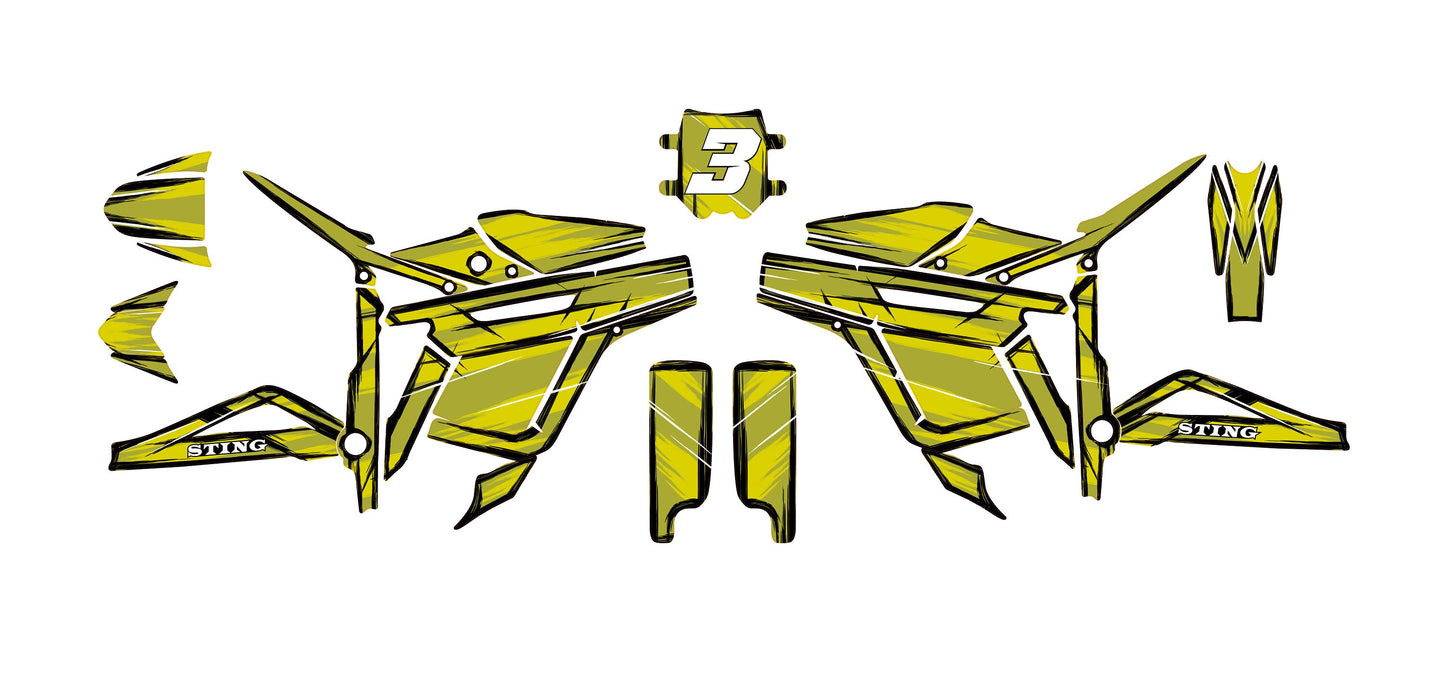 Talaria Sting Graphics Kit - Yellow Cartoon Style