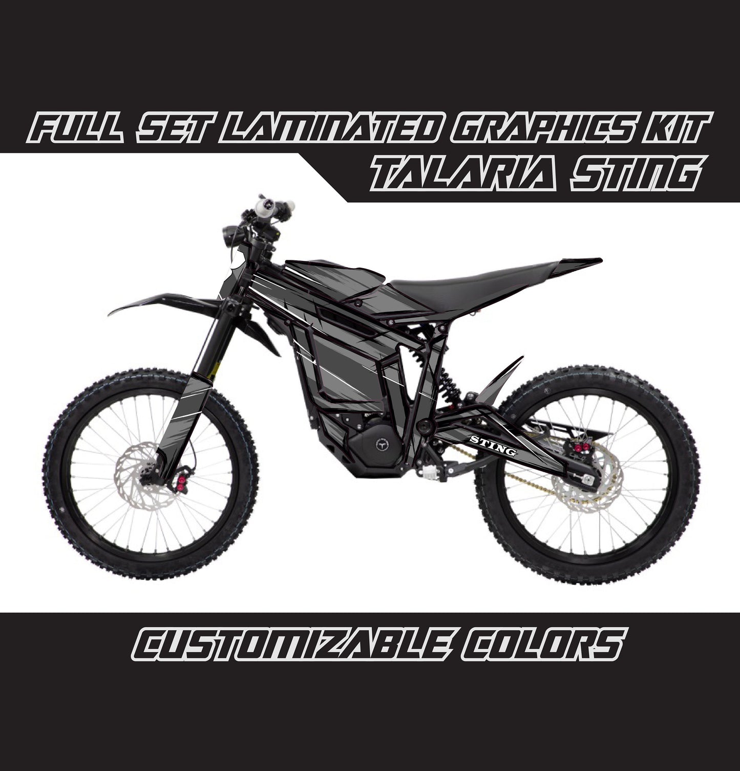 Talaria Sting Graphics Kit - Dark Gray Cartoon Style