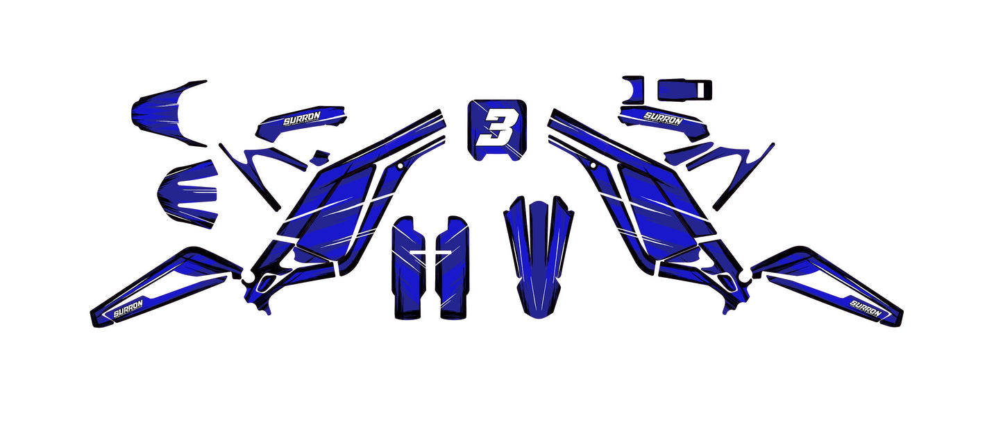 Sur Ron Light Bee X Graphics Kit - Navy Blue Cartoon Style