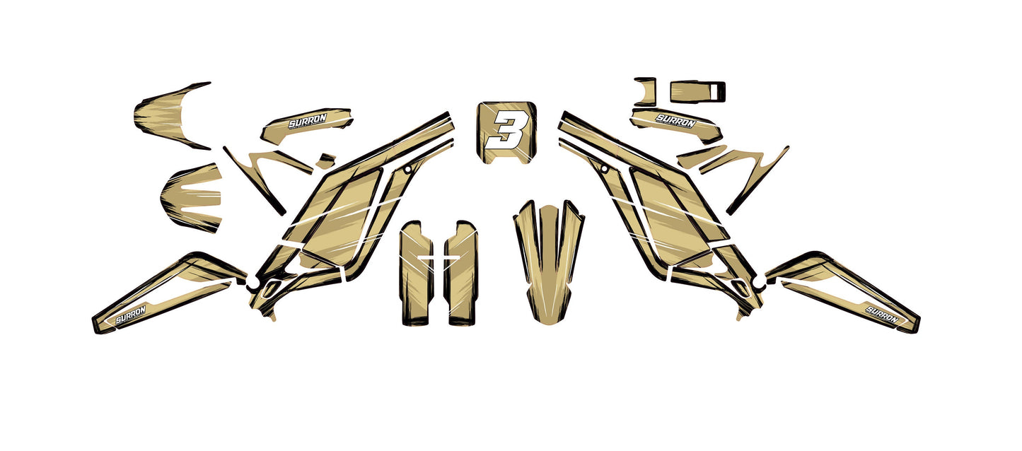 Sur Ron Light Bee X Graphics Kit - Army Beige Cartoon Style