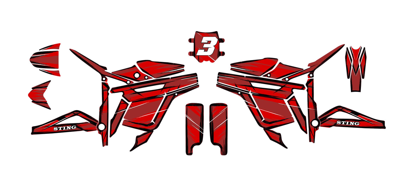 Talaria Sting Graphics Kit - Red Cartoon Style