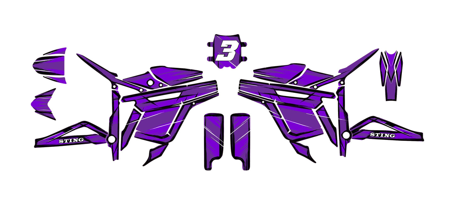 Talaria Sting Graphics Kit - Violet Cartoon Style