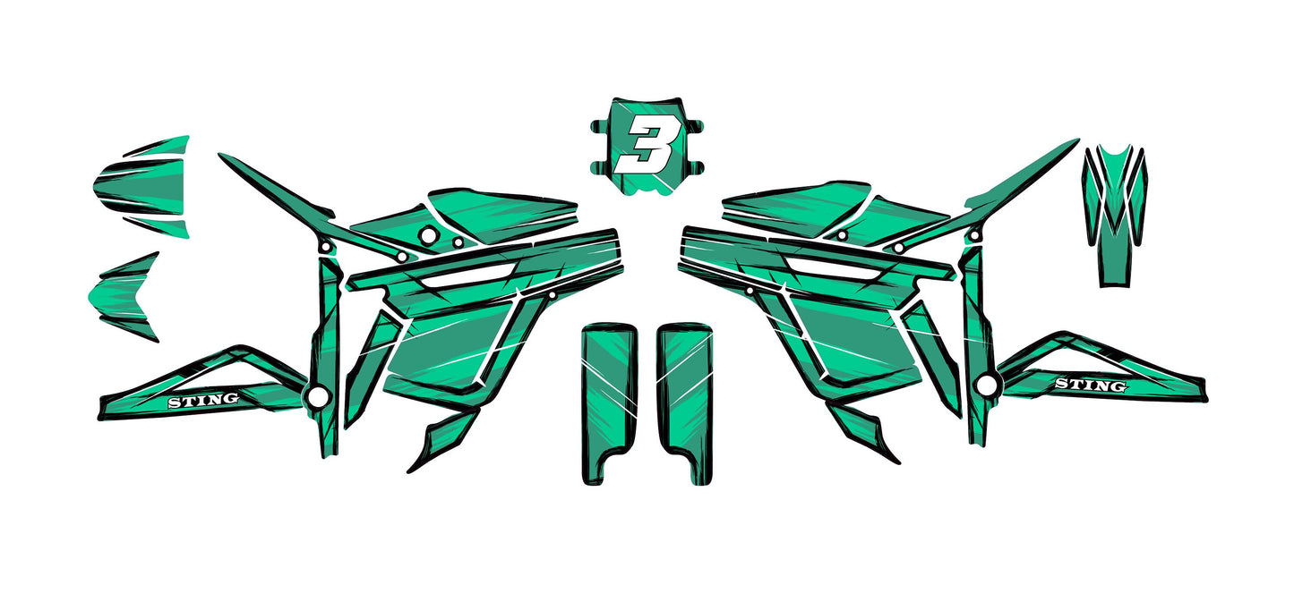 Talaria Sting Graphics Kit - Turquoise Cartoon Style
