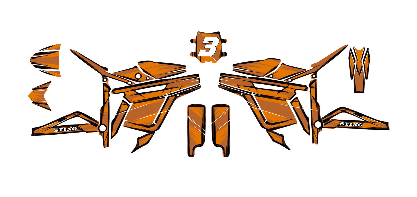Talaria Sting Graphics Kit - Orange Cartoon Style