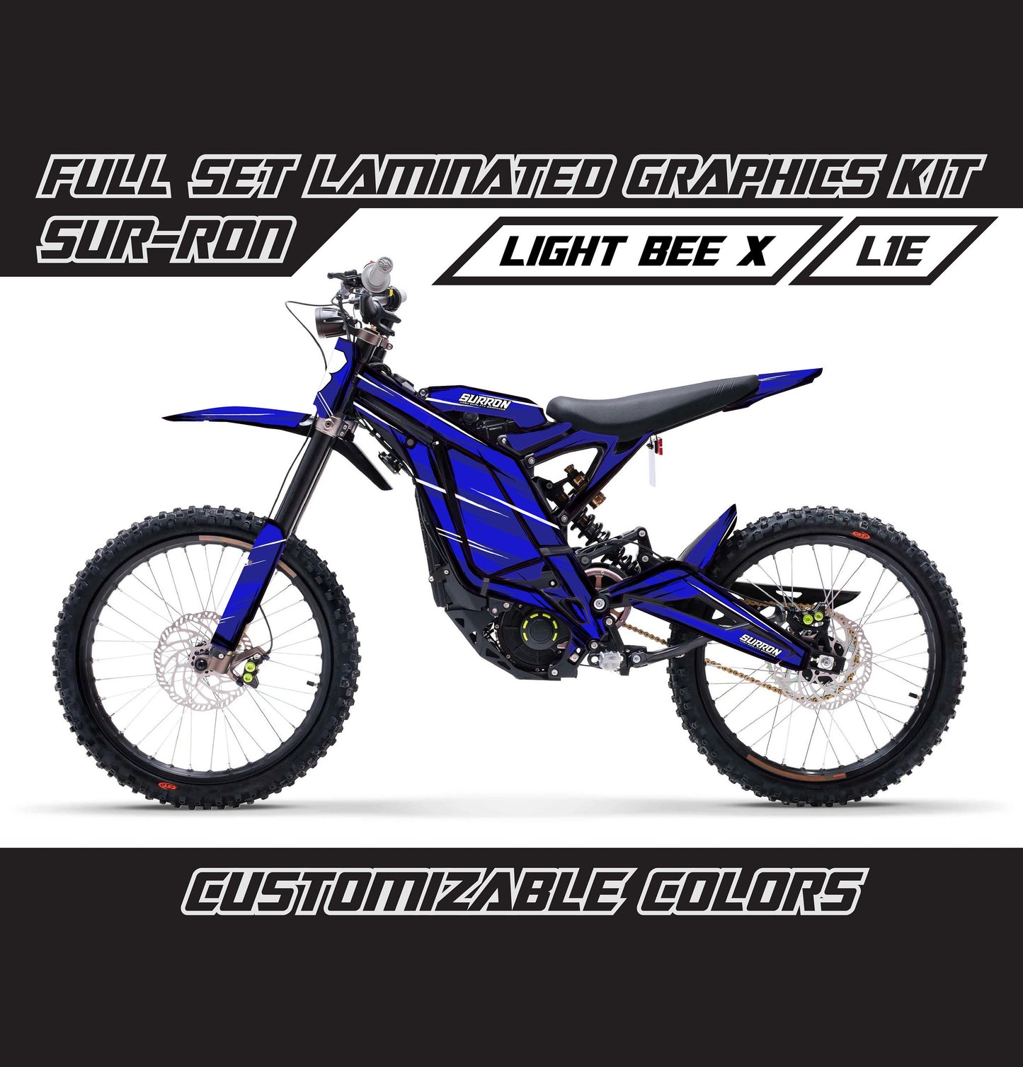 Sur Ron Light Bee X Graphics Kit - Navy Blue Cartoon Style