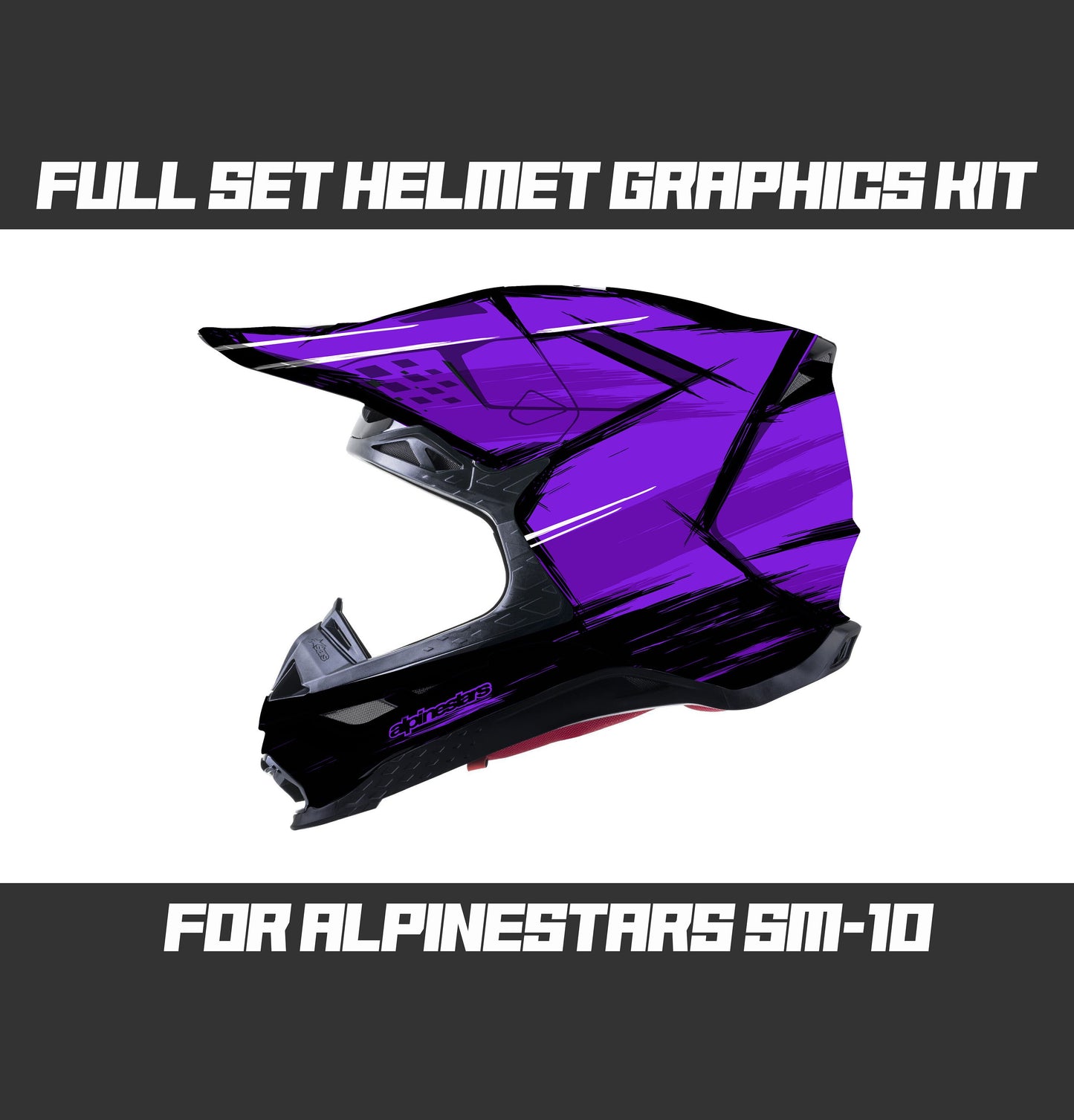 Alpinestars SM10 Helmet Graphics Kit - Violet Cartoon Style