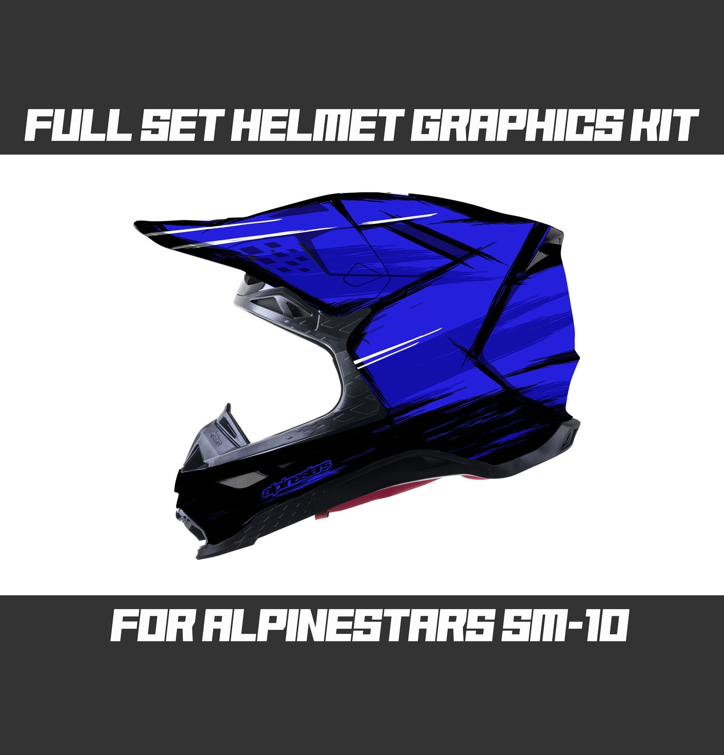 Alpinestars SM10 Helmet Graphics Kit - Blue Cartoon Style