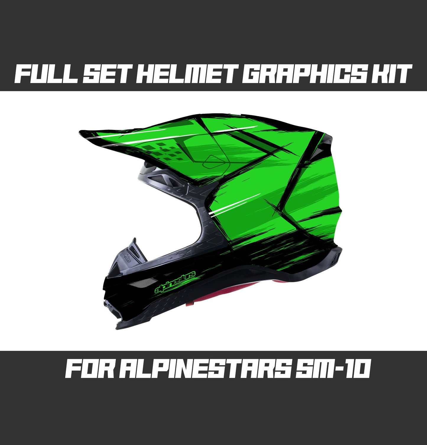 Alpinestars SM10 Helmet Graphics Kit - Green Cartoon Style