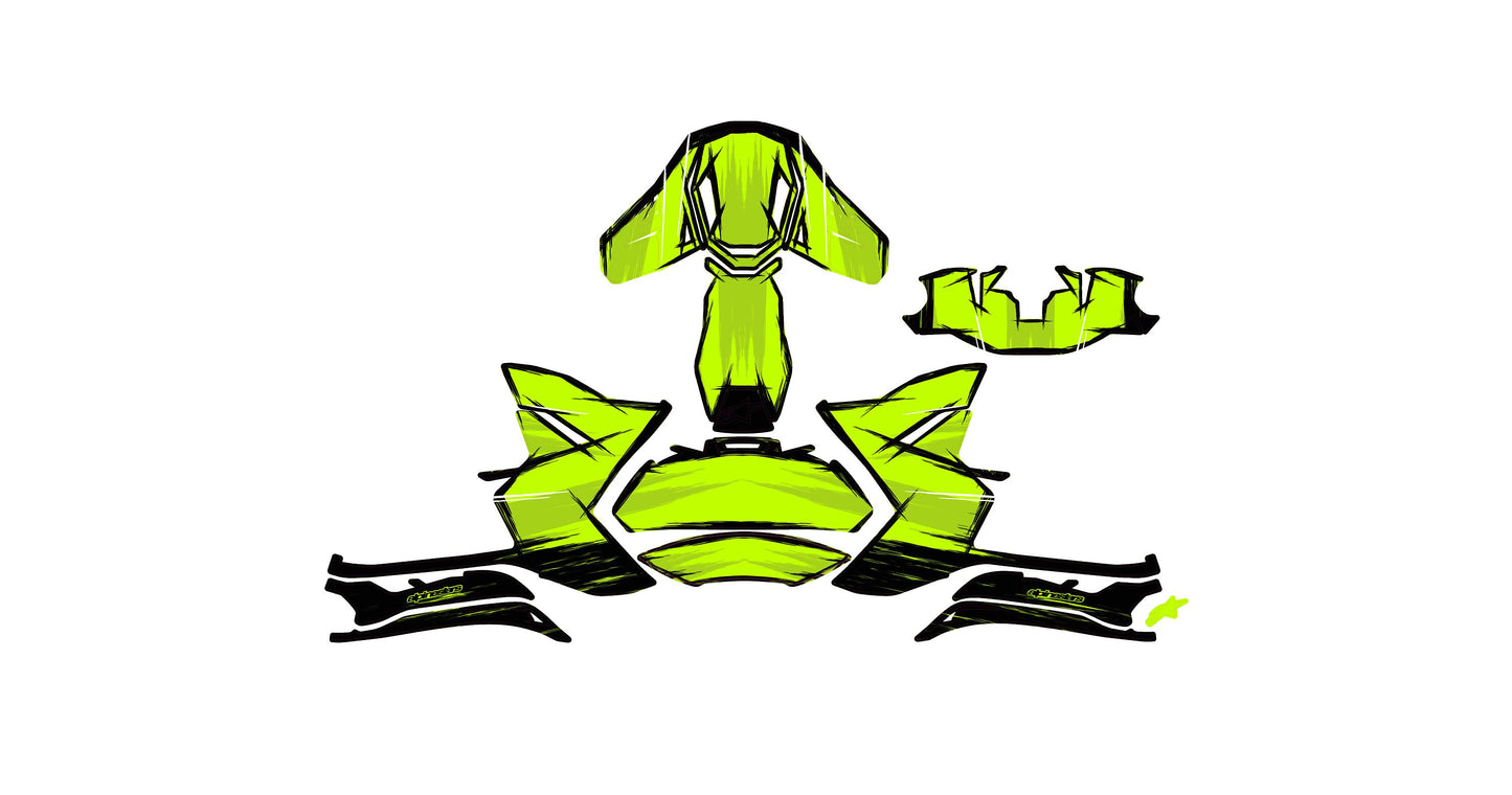 Alpinestars SM10 Helmet Graphics Kit - Fluorescent Lime Cartoon Style