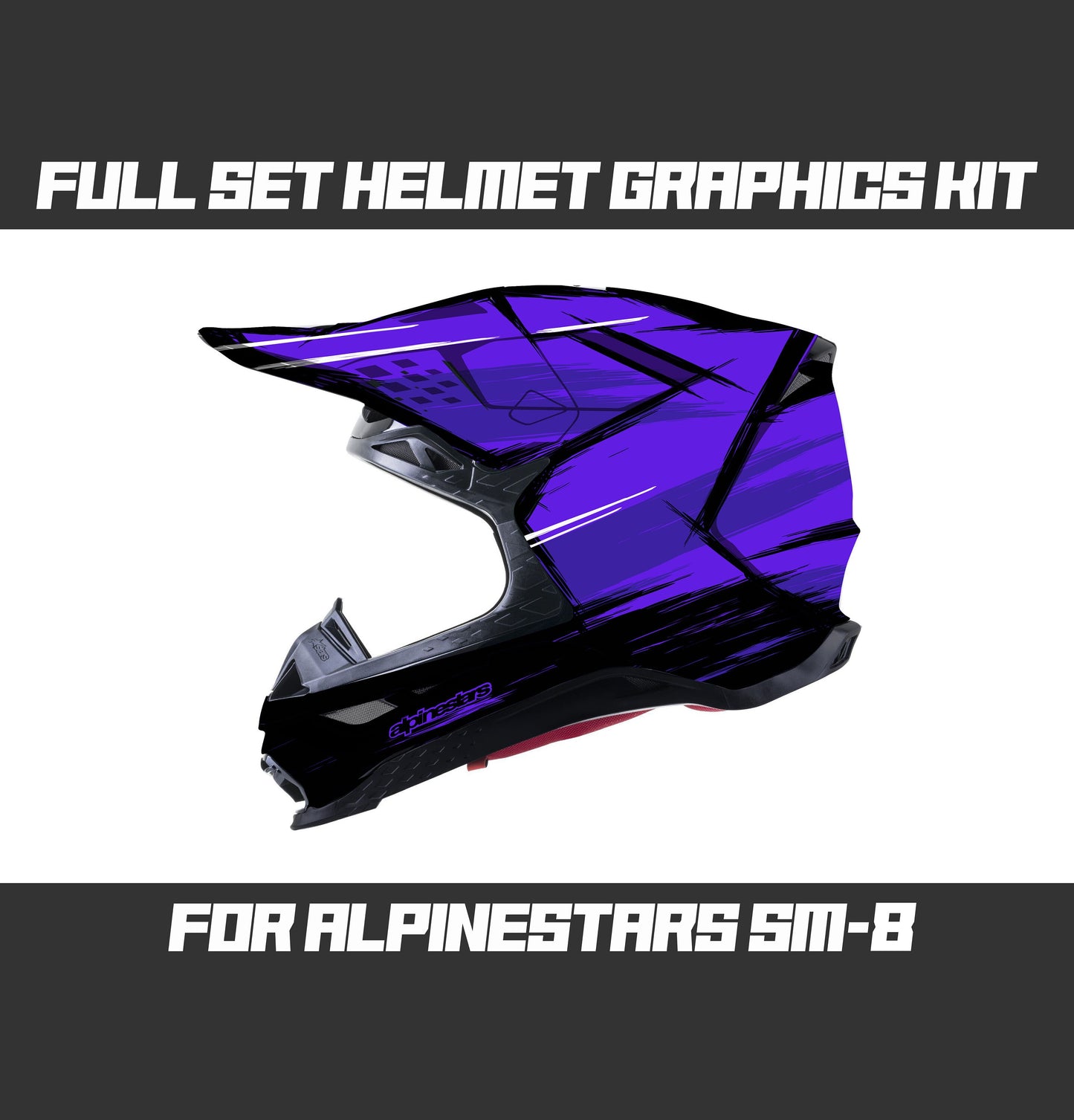 Alpinestars SM8 Helmet Graphics Kit - Violet Cartoon Style