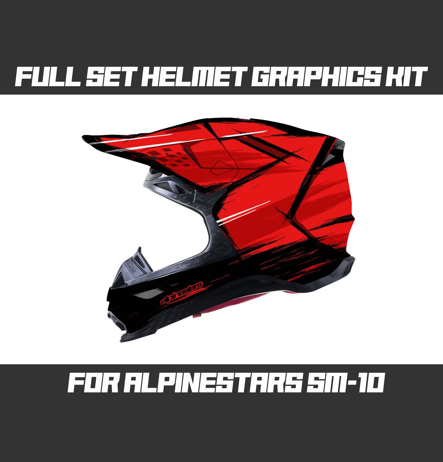 Alpinestars SM10 Helmet Graphics Kit - Red Cartoon Style