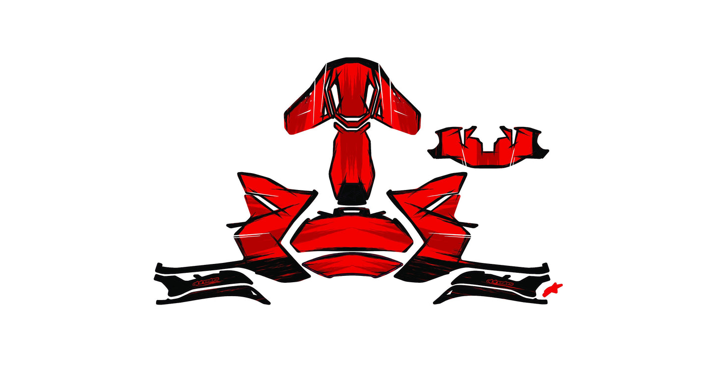 Alpinestars SM10 Helmet Graphics Kit - Red Cartoon Style