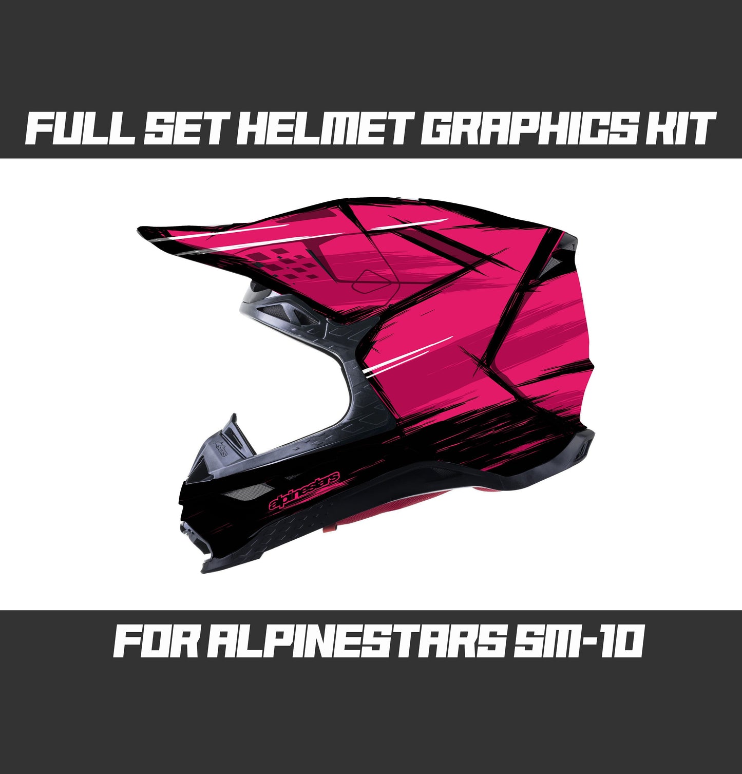 Alpinestars SM10 Helmet Graphics Kit - Pink Cartoon Style