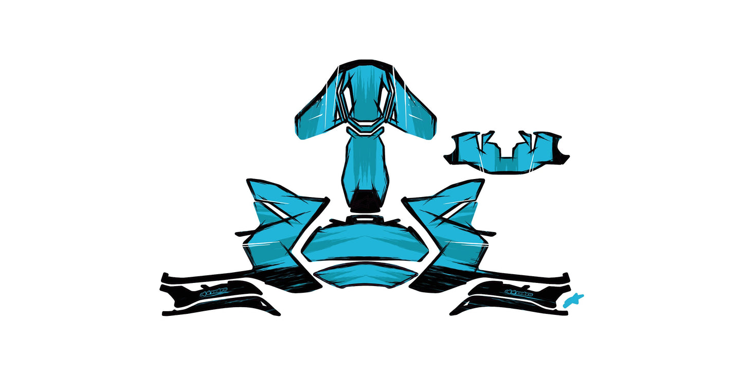 Alpinestars SM10 Helmet Graphics Kit - Sky Blue Cartoon Style