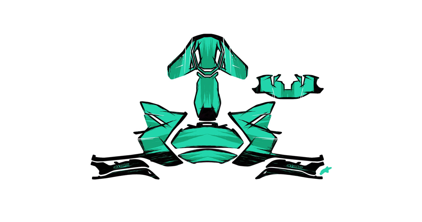 Alpinestars SM10 Helmet Graphics Kit - Turquoise Cartoon Style