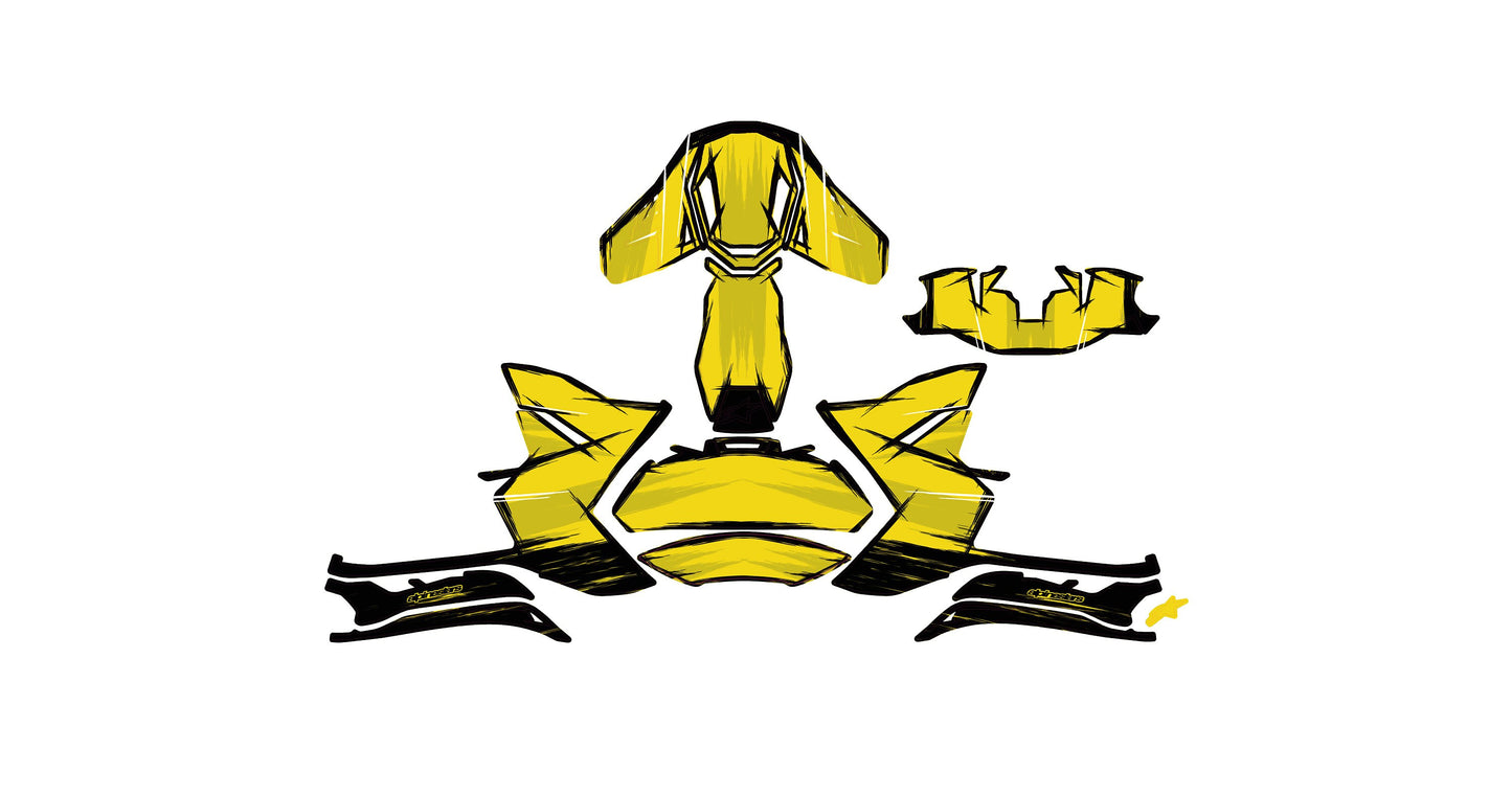 Alpinestars SM10 Helmet Graphics Kit - Yellow Cartoon Style