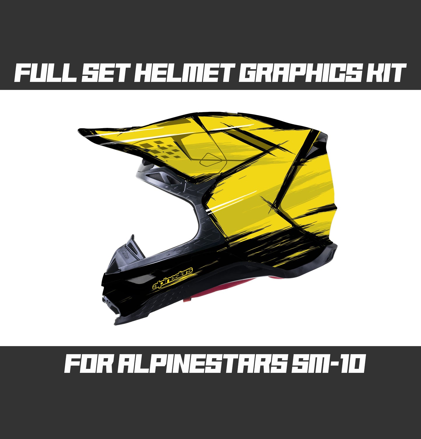 Alpinestars SM10 Helmet Graphics Kit - Yellow Cartoon Style