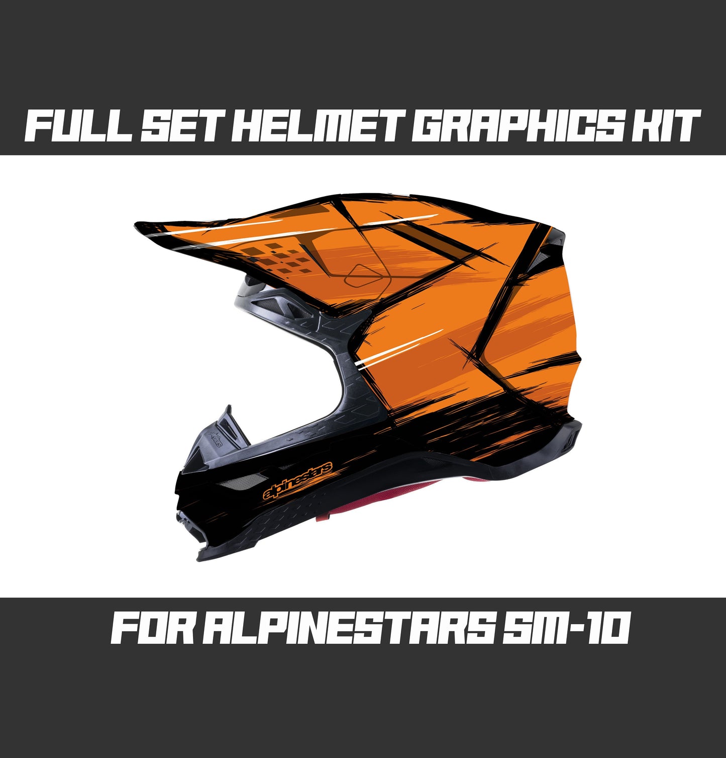 Alpinestars SM10 Helmet Graphics Kit - Orange Cartoon Style