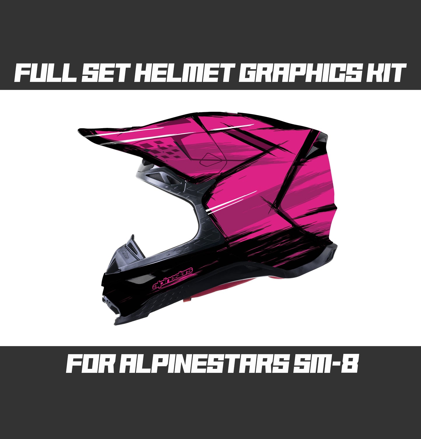 Alpinestars SM8 Helmet Graphics Kit - Pink Cartoon Style
