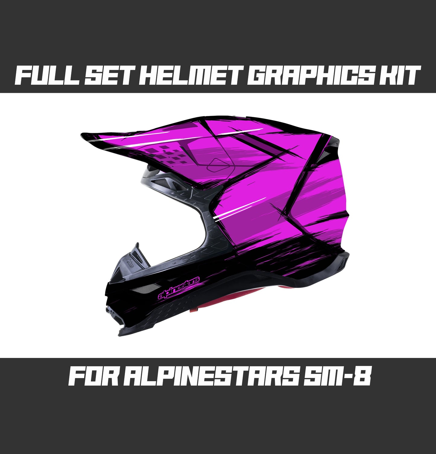 Alpinestars SM8 Helmet Graphics Kit - Purple Cartoon Style