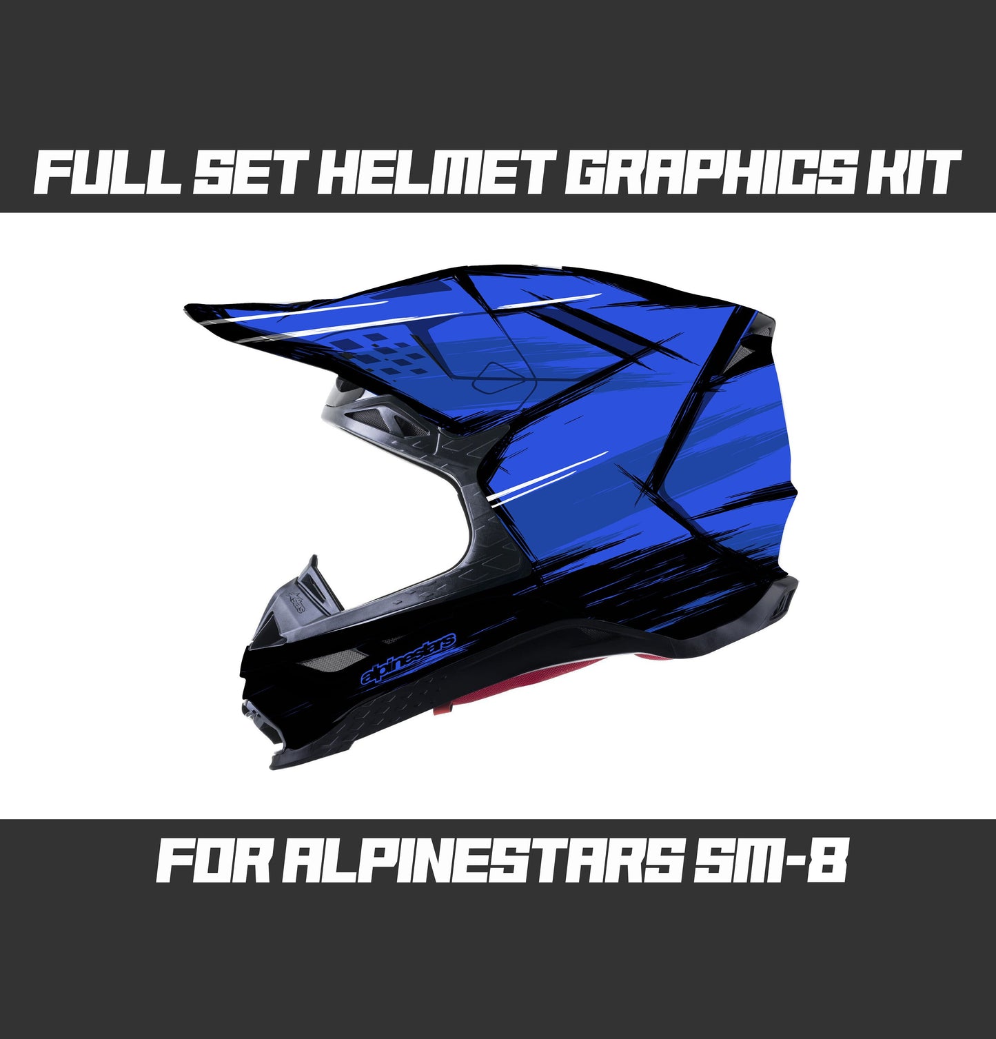 Alpinestars SM8 Helmet Graphics Kit - Blue Cartoon Style
