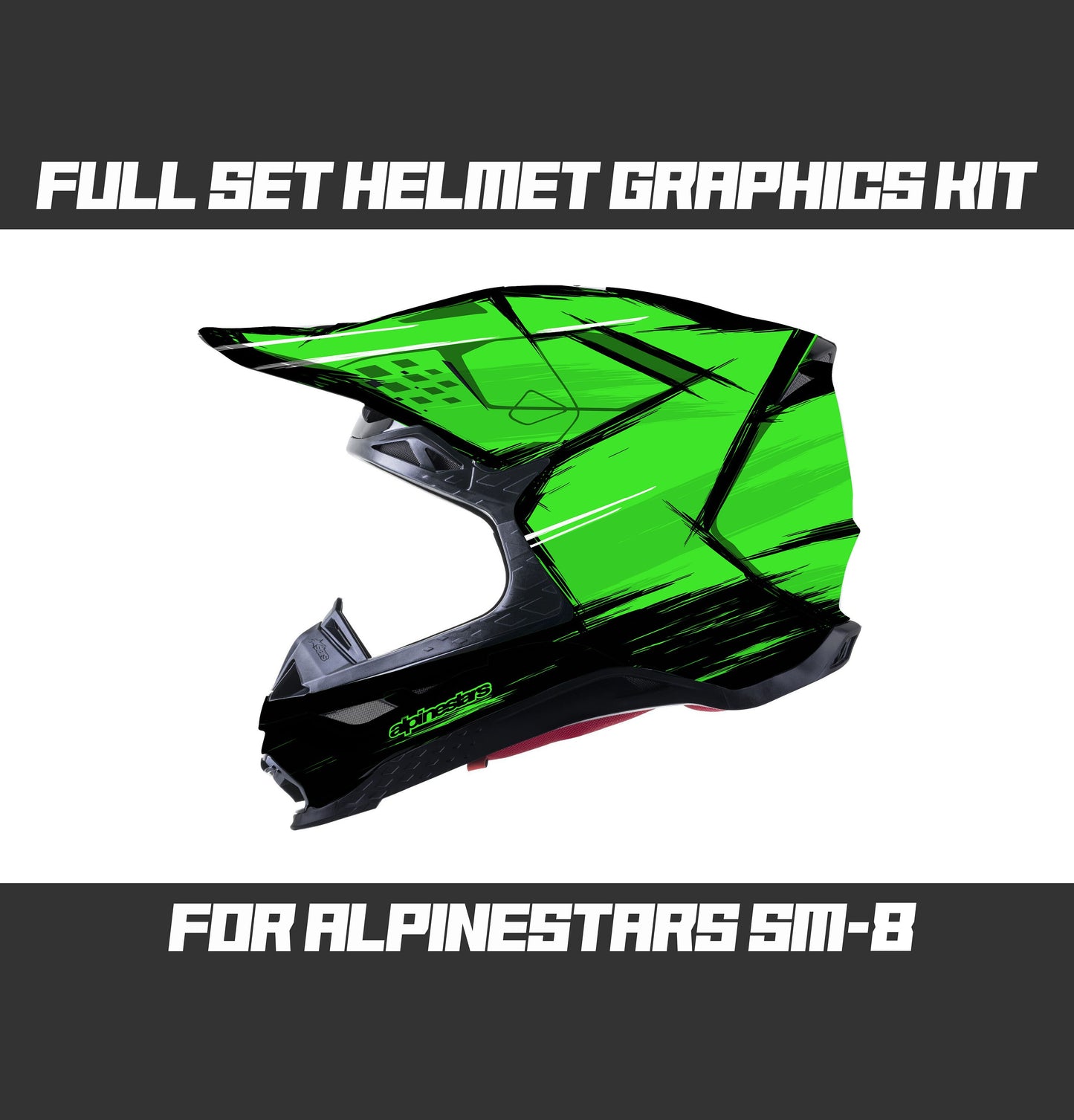 Alpinestars SM8 Helmet Graphics Kit - Green Cartoon Style