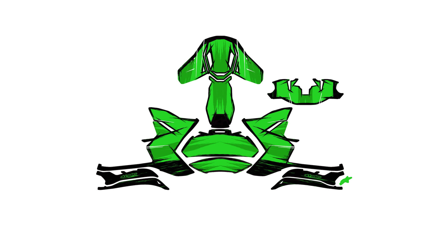 Alpinestars SM8 Helmet Graphics Kit - Green Cartoon Style