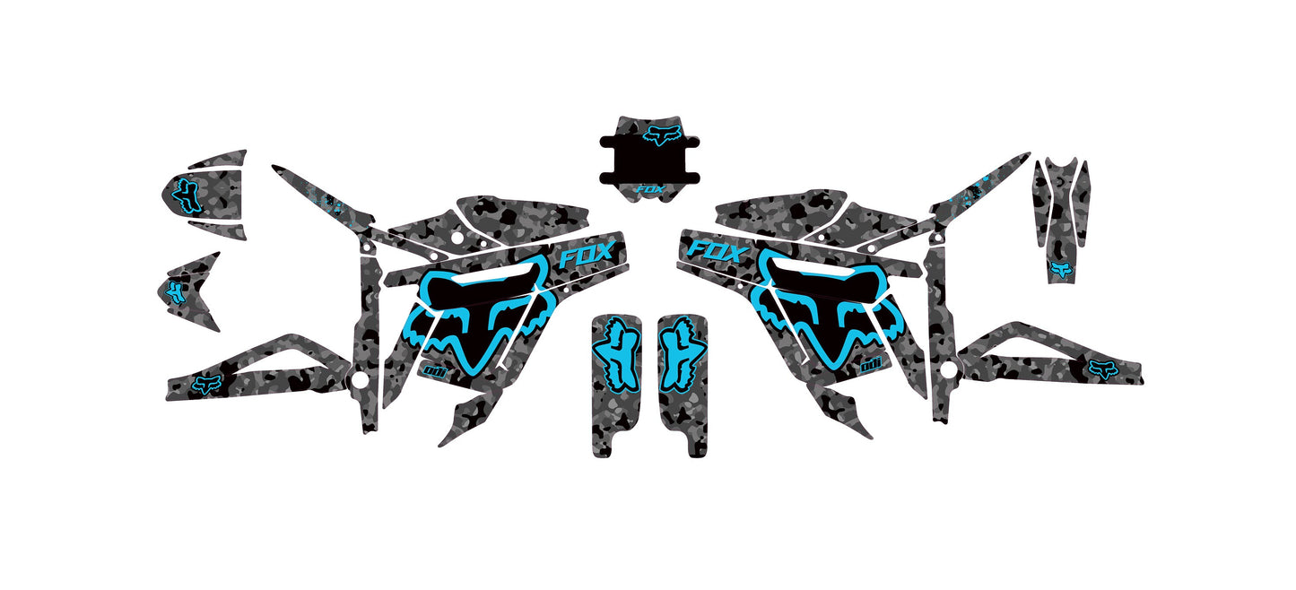 Talaria Sting Graphics Kit - Sky Blue Camo Fox