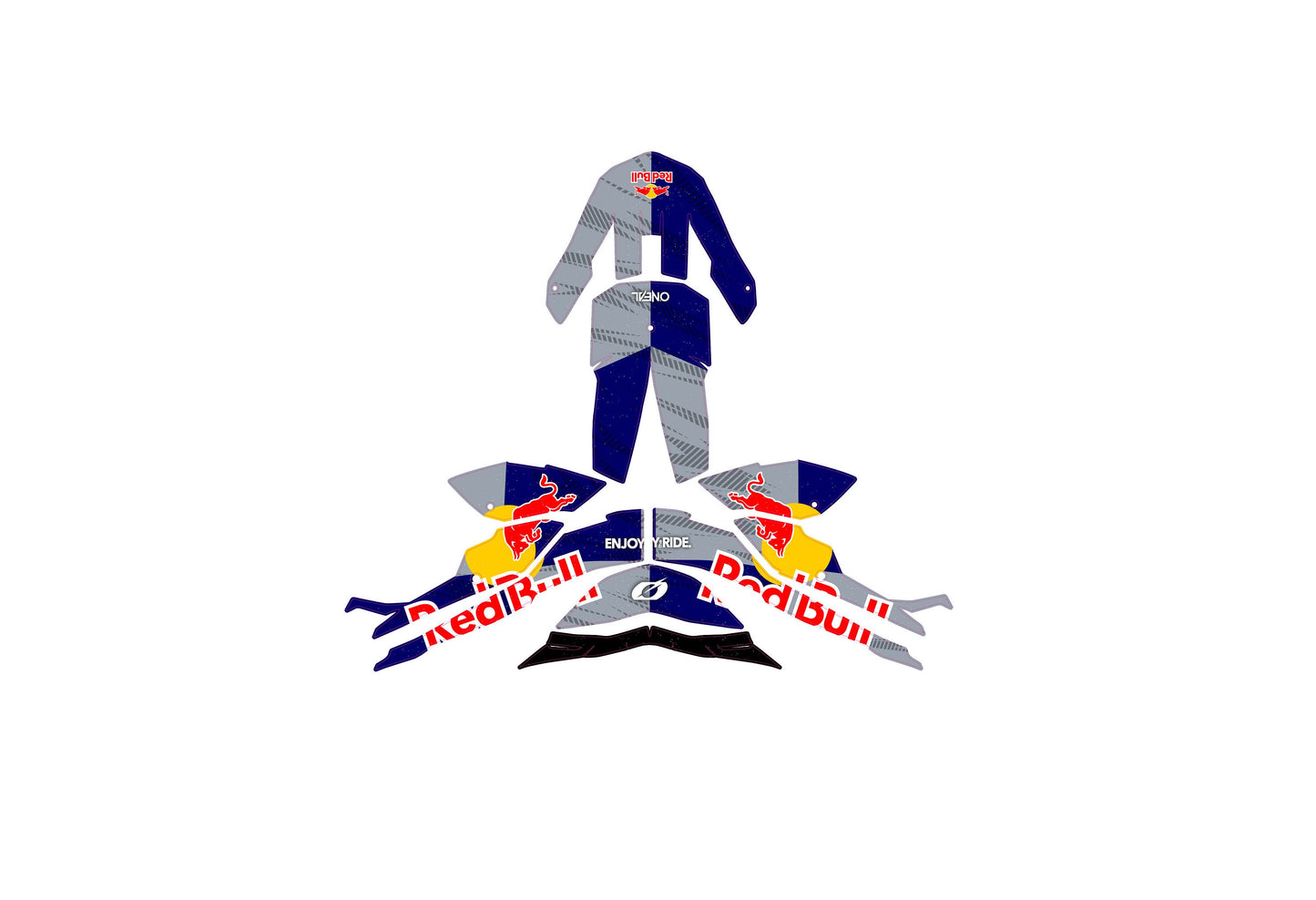 ONEAL 3 SRS Helmet Graphics Kit - Silver R Bull