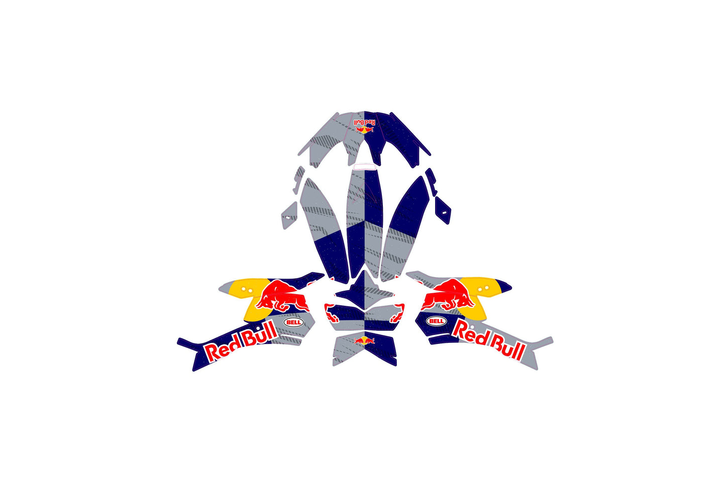 BELL MOTO 10 Helmet Graphics Kit - Silver R Bull