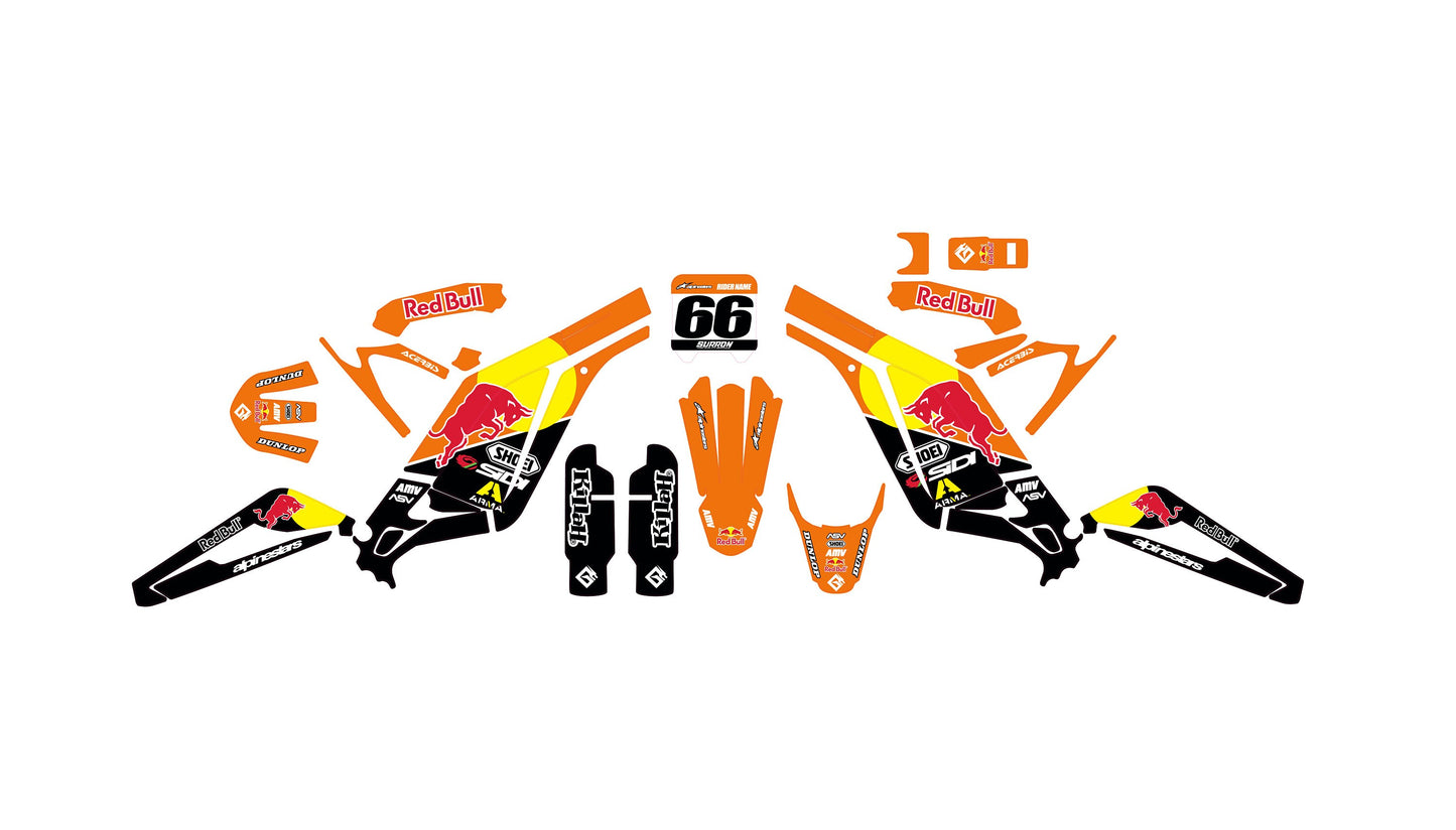 Sur Ron Light Bee X Graphics Kit - Orange R Bull
