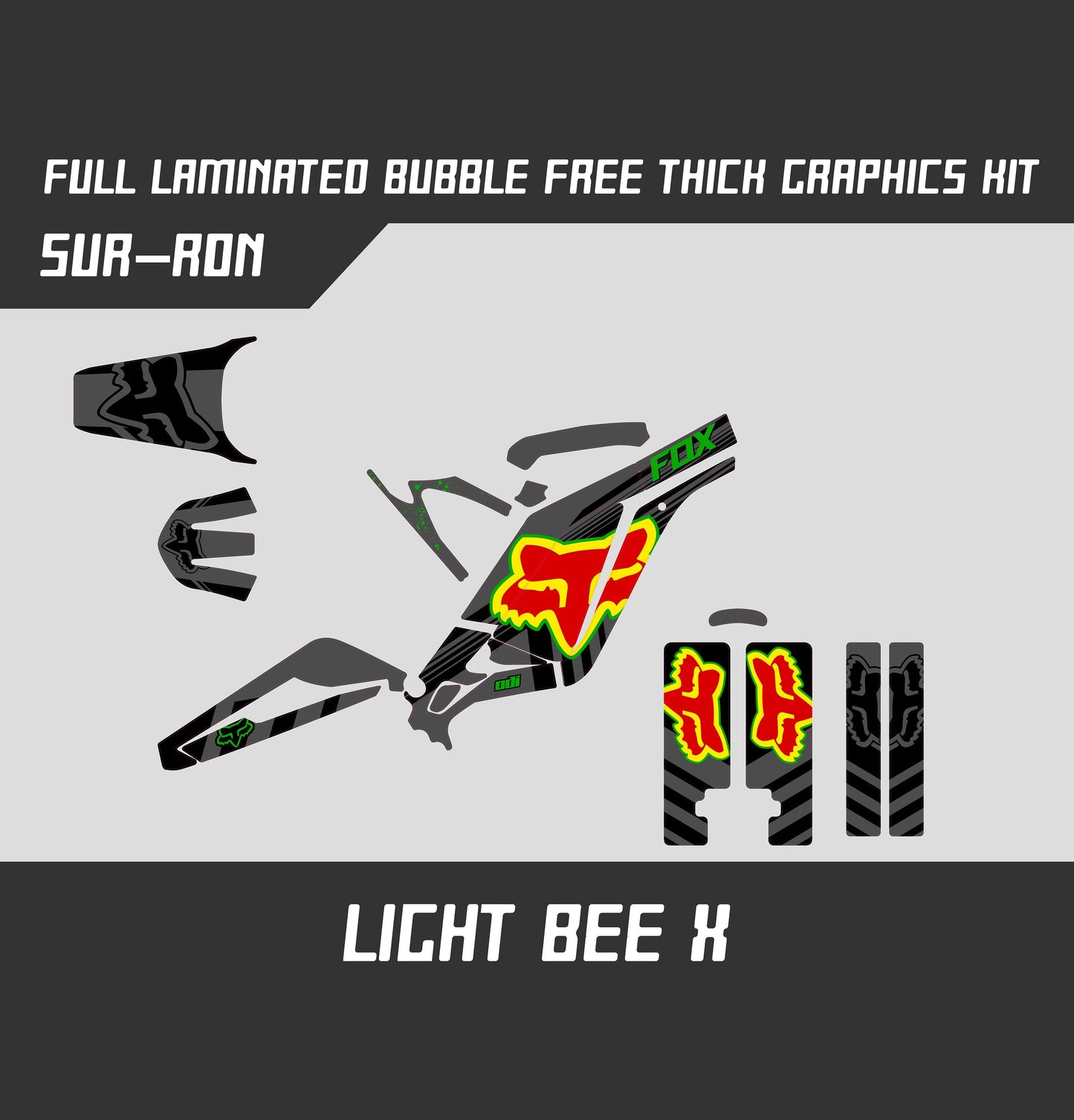 Sur Ron Light Bee X Graphics Kit - Gray Red Fox