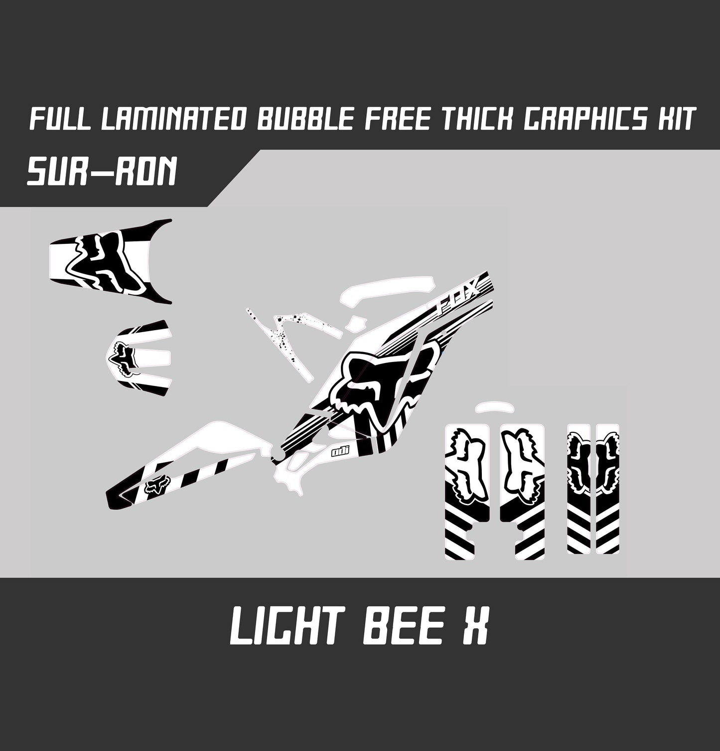 Sur Ron Light Bee X Graphics Kit - Black White Fox