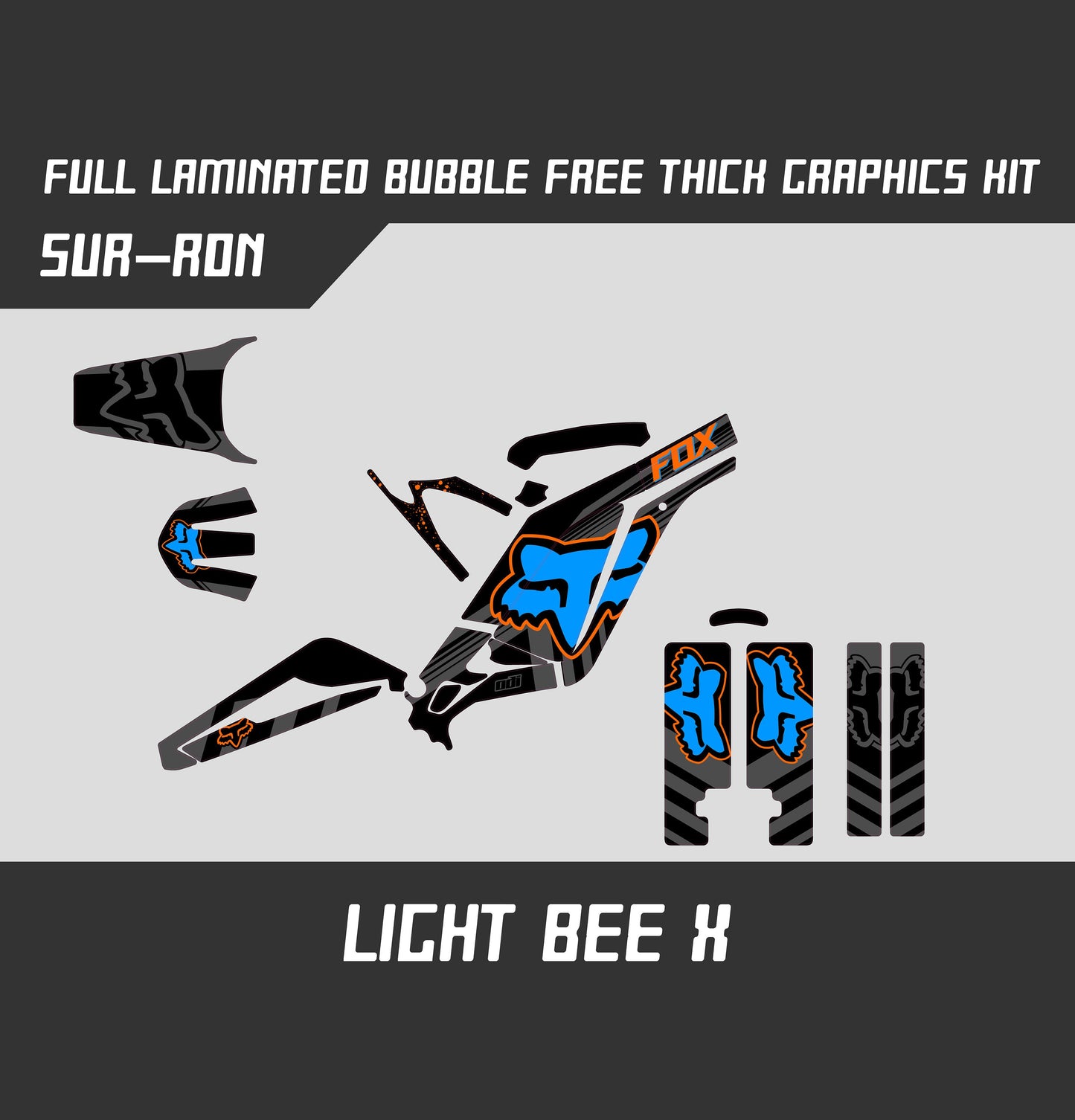 Sur Ron Light Bee X Graphics Kit - Sky Blue Black Fox