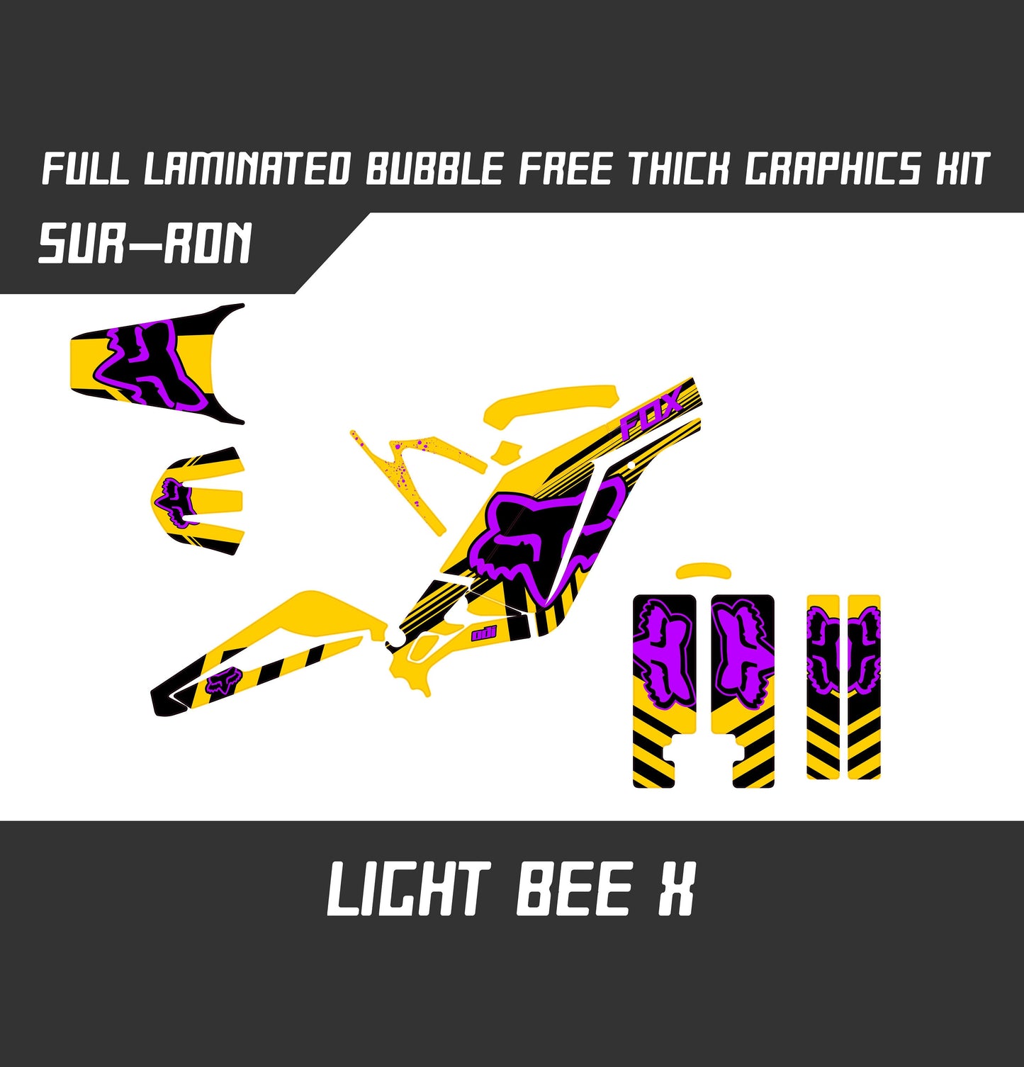 Sur Ron Light Bee X Graphics Kit - Purple Yellow Fox