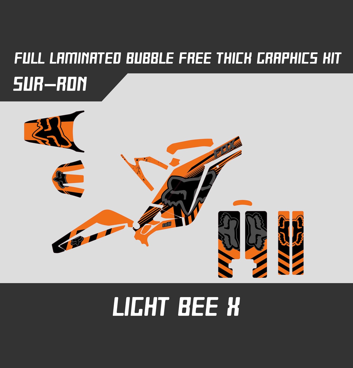 Sur Ron Light Bee X Graphics Kit - Gray Orange Fox