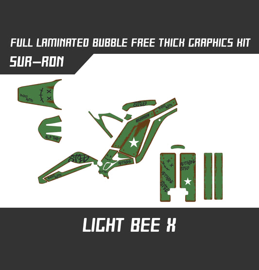 Sur Ron Light Bee X Green Damaged Style Graphics Kit