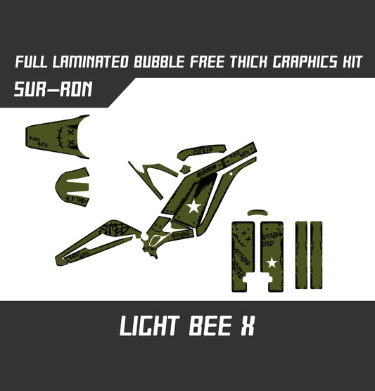 Sur Ron Light Bee X Army Green Damaged Style Graphics Kit