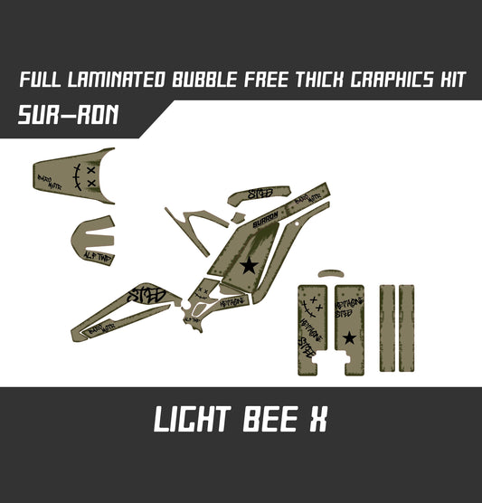 Sur Ron Light Bee X Army Brown Damaged Style Graphics Kit