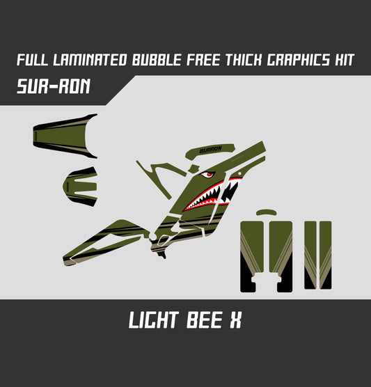 Sur Ron Light Bee X Army Green Shark Graphics Kit