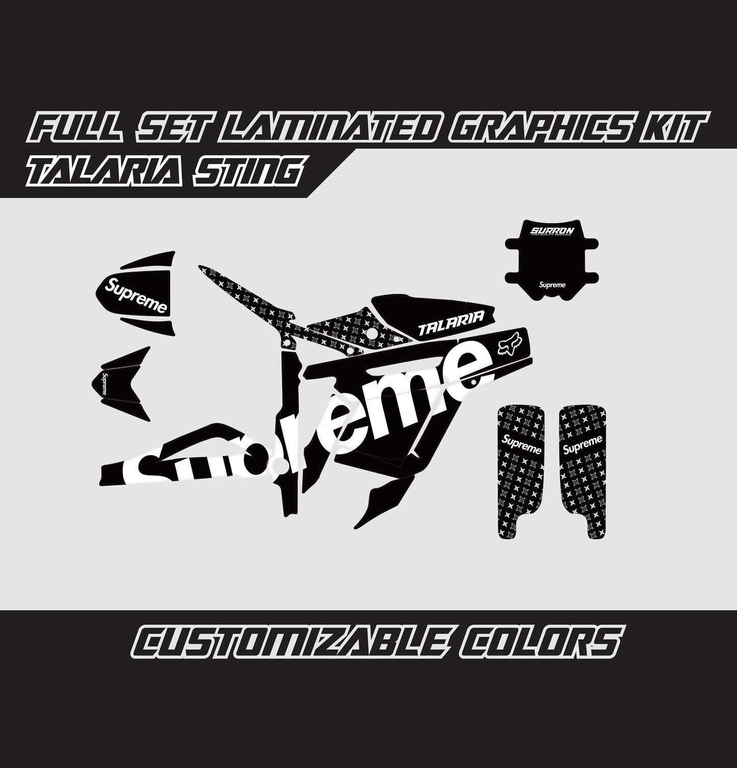 Talaria Sting Graphics Kit - Black White Supreme