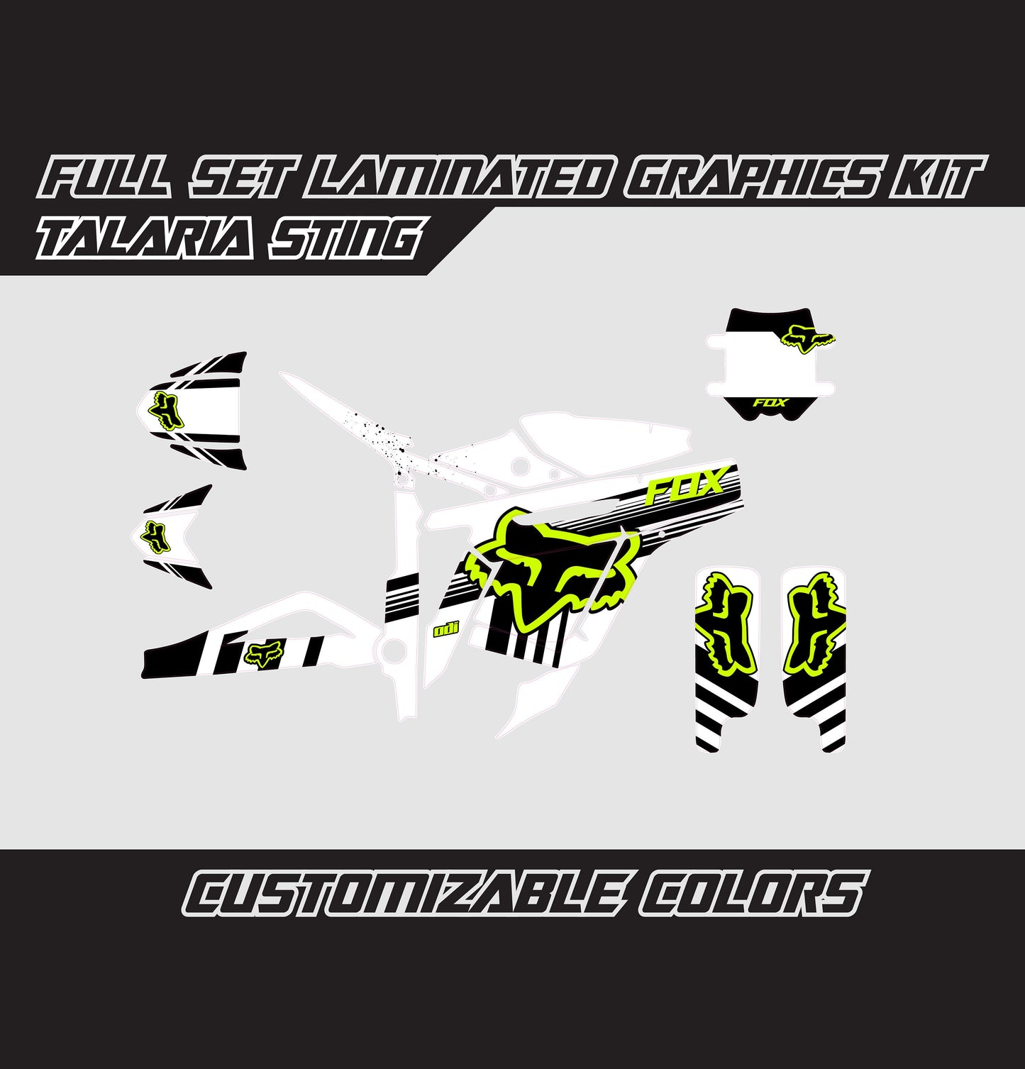 Talaria Sting Graphics Kit - Fluo Lime White Fox