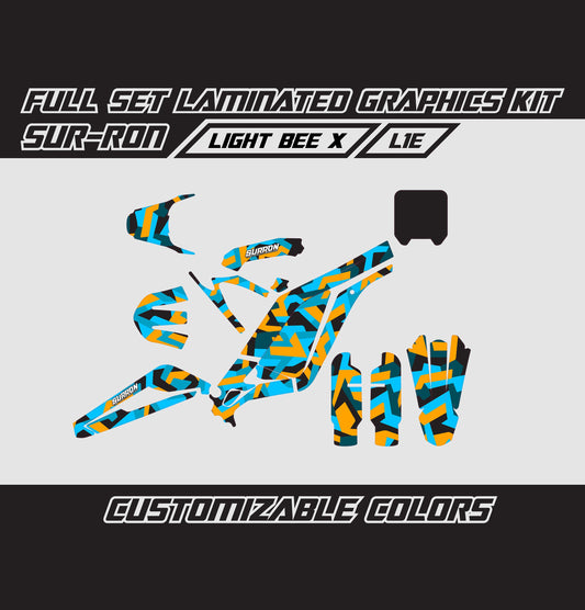 Sur Ron Light Bee X Orange Sky Blue Camouflage Graphics Kit