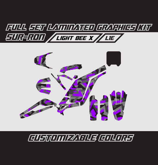 Sur Ron Light Bee X Gray Purple Camo Graphics Kit