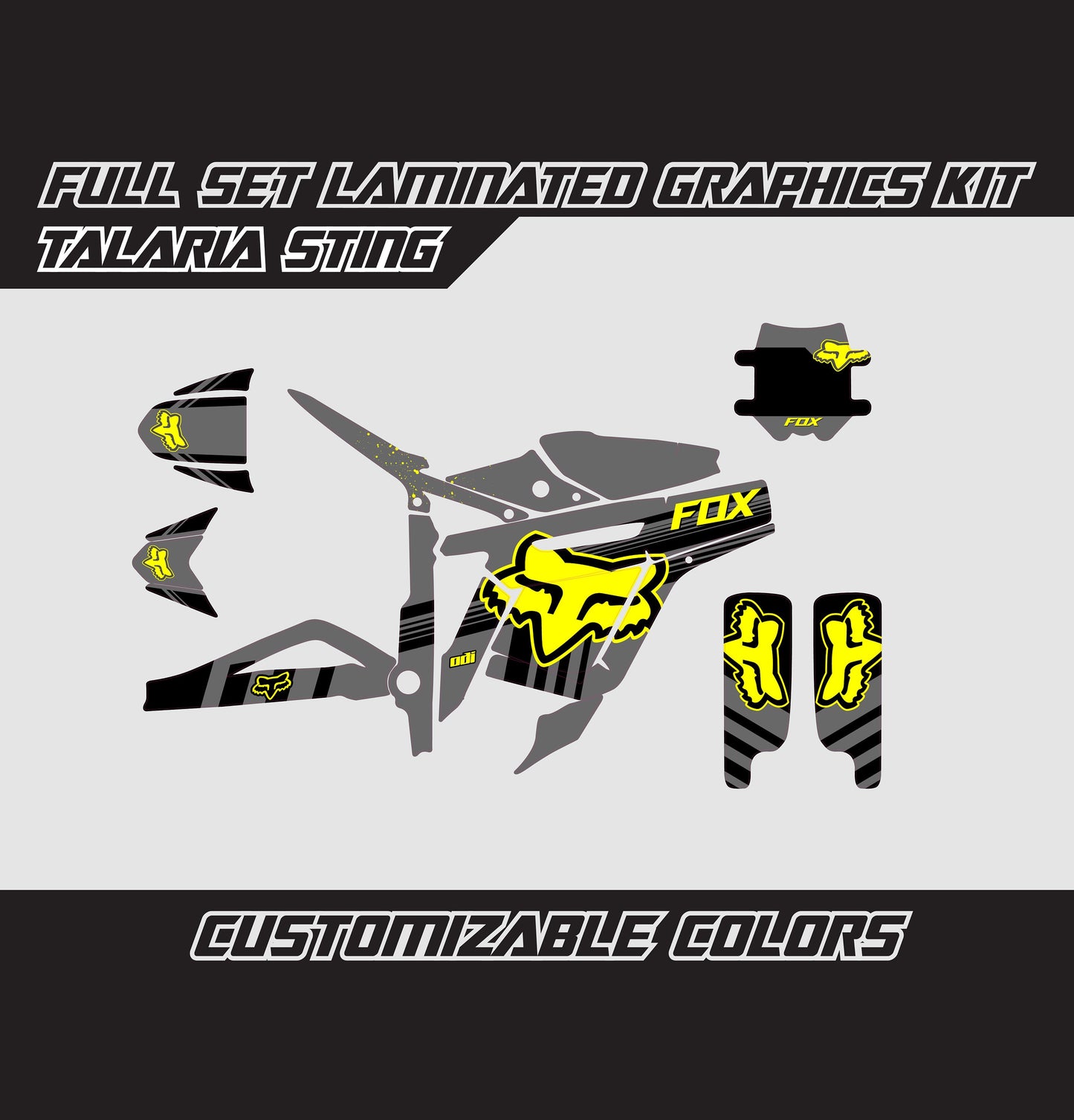 Talaria Sting Graphics Kit - Yellow Gray Fox