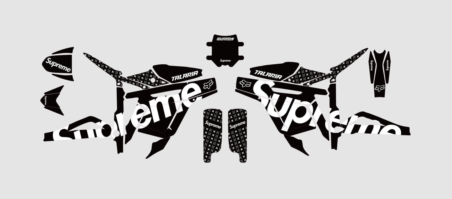 Talaria Sting Graphics Kit - Black White Supreme