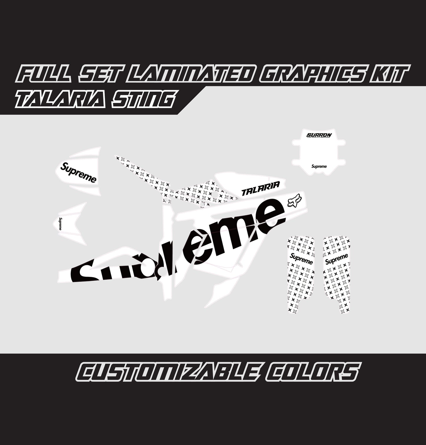 Talaria Sting Graphics Kit - White Black Supreme