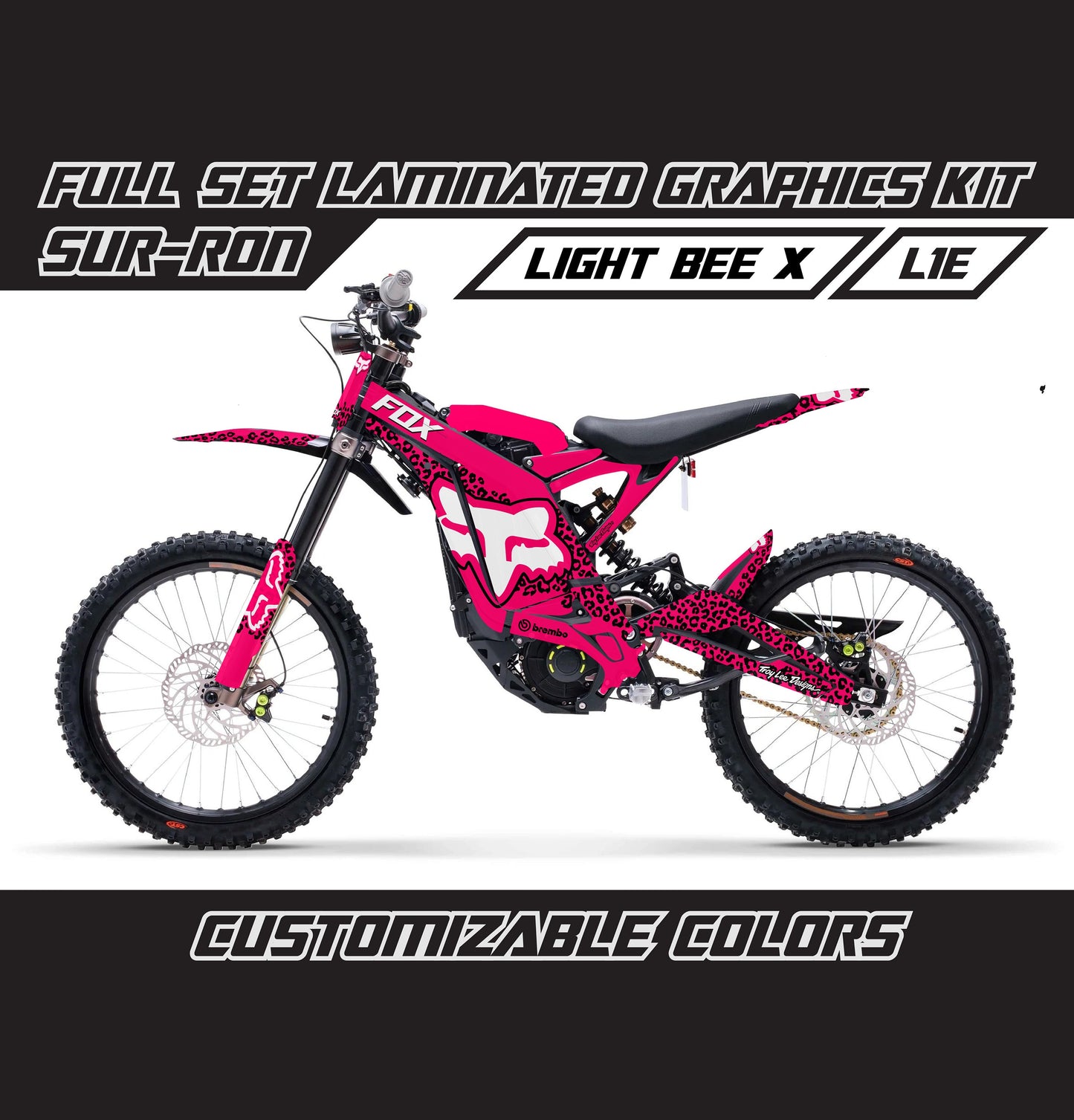 Sur Ron Light Bee X Graphics Kit - Pink White Cheetah Fox