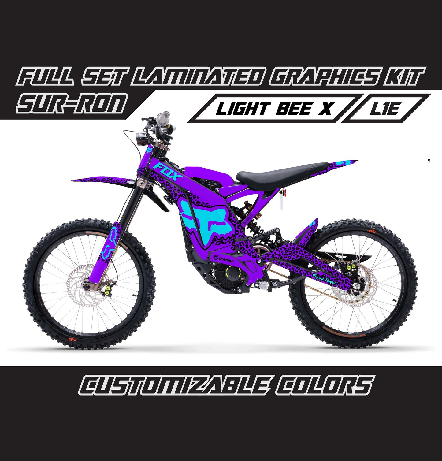 Sur Ron Light Bee X Graphics Kit - Violet Blue Cheetah Fox